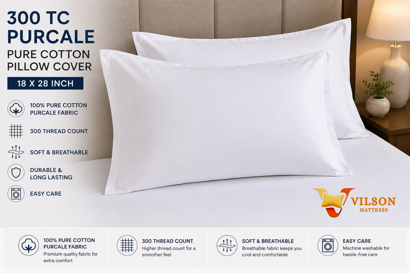 Pure Cotton Pillow Cover (Set of 12)
